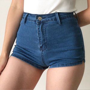 High Waist Hot Shorts - Blue